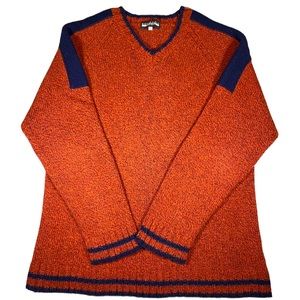 Napoliello Collection Mens Sweater Large Wool Blend Chunky V Neck Pullover Knit